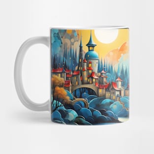 Castle Landscape Concept Abstract Colorful Scenery Painting Mug